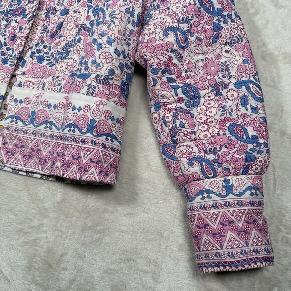 Antik Batik Helene Quilted Jacket Womens Size Small Cotton Pink Floral $335 - Picture 3 of 13